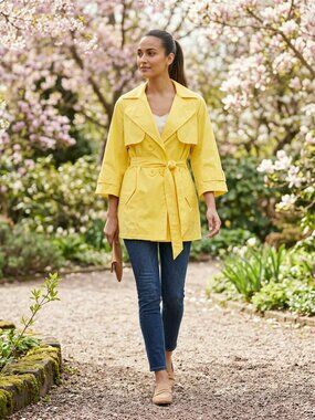 INC International Concepts Sunny Yellow Trench Coat Size Large